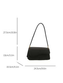 Fashionable Solid Color Asymmetrical Flap Vintage Minimalist Elegant Shoulder Bag - Black - View 4