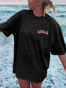 Camiseta de mujer para primavera y verano - Negro - Ver 2