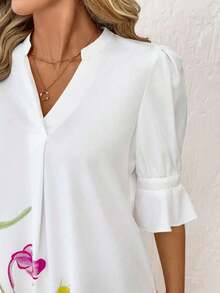 Clasi Vestido elegante con estampado floral y escote calado para mujeres, vestidos de graduación para mujeres, vestido de cintura baja, estilo boho country, ropa de mujer boho - Blanco 4 - Ver 2