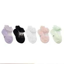 1 Pair Baby Girls' Lace Princess Short Socks, Lightweight, Breathable, Invisible Socks For Infants & Toddlers, Elegant Princess Style, Comfortable For Everyday Wear & Learning To Walk, Spring/Summer - Multicolor - View 9