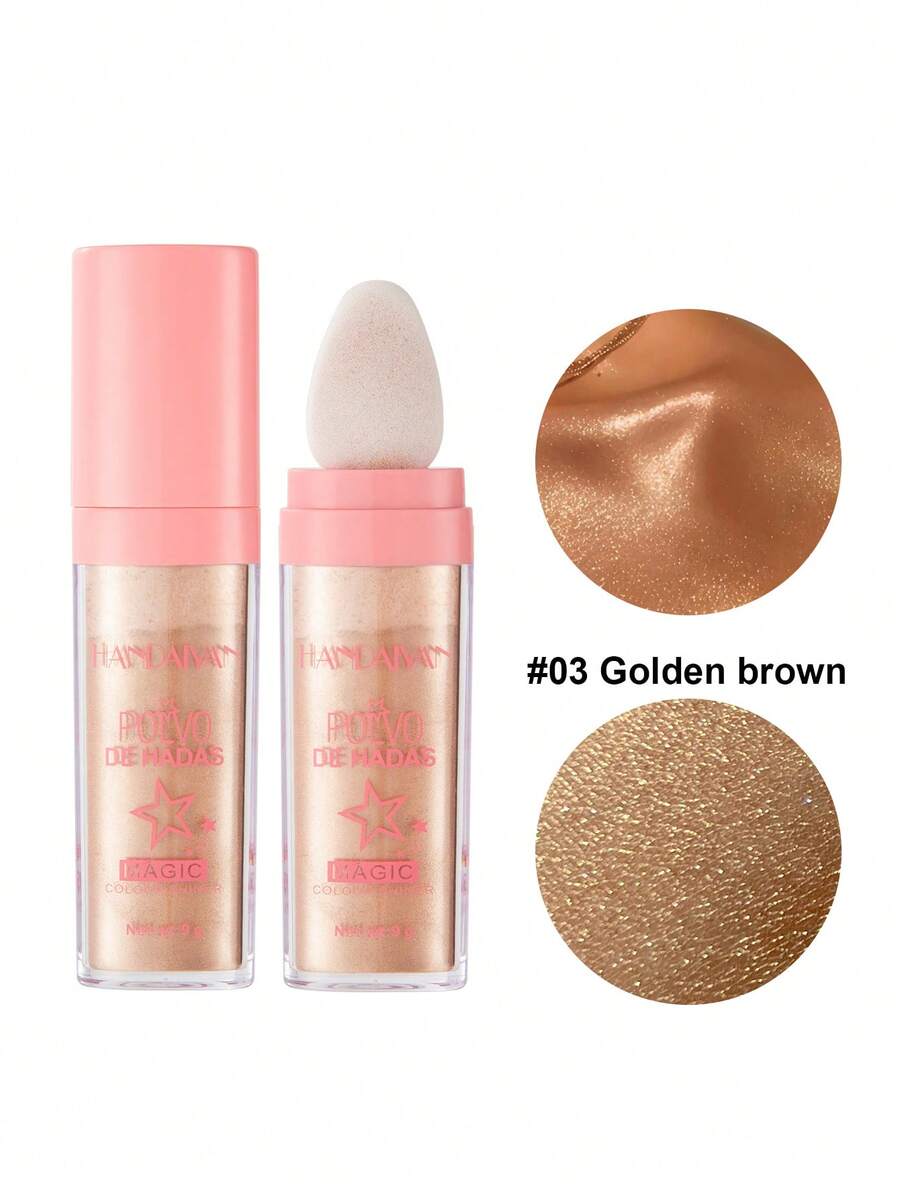 HANDAIYAN Fairy Glow Highlighter Powder, Natural Glowing Highlighter For Graduation, Birthday, Holiday, Halloween, Christmas, Makeup Party, Cosplay, Travel, Daily Makeup, Prom, Dorm, Beauty Product, Face Painting, Cosmetics, Suitable For Women, Applicable In Winter/Spring, Suitable For Birthday, Valentine's Day, Mother's Day Gifts, Carnival Party, Best Color Choice For Y2K Fancy Fashion - 03# - 查看 1