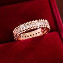 1pc Minimalist Round Ball Design Single Row Cubic Zirconia Women Ring - Multicolor - View 2