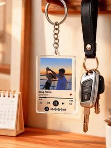 1pc Personalized Metal Keychain With Engraved Text, Birthday Keychain, Car Keychain With Name, Unisex Stainless Steel Casual Customized Unique Gift - Multicolor - View 5
