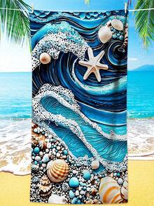 Quick-Dry Absorbent Coral Fleece Beach Towel, Dual-Use As Shawl, Suitable For Seaside, Swimming Pool In Summer - A - View 6