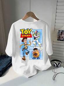 DISNEY Women's Toy Story T-Shirt - Official Woody & Buzz Lightyear T-Shirt, Soft, Breathable Short-Sleeved Crew Neck Top For Theme Parties, Casual Wear & Birthdays (Toy Story Movie Design) - 白色 - 查看 2