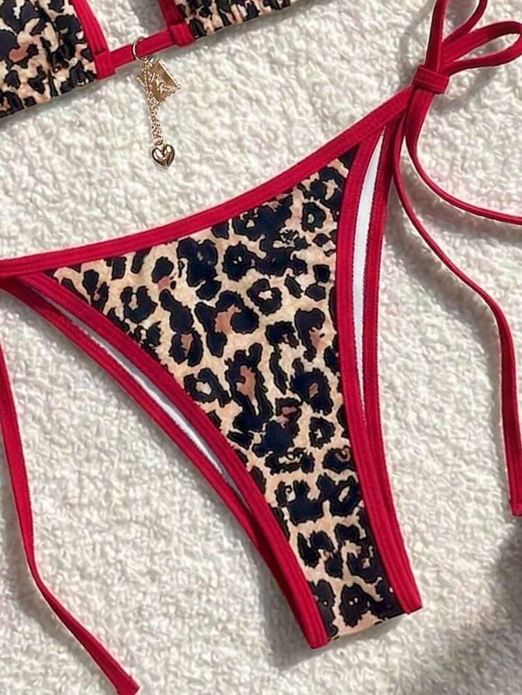Conjunto de bikini con estampado floral aleatorio para vacaciones en la playa - Multicolor - Añade 5