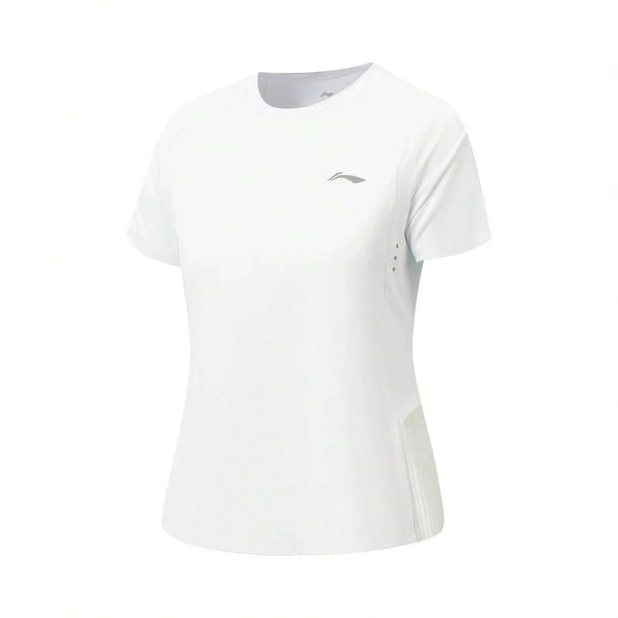LI-NING Women's Reflective T-Shirt Pleated Hem Breathable Sports Tee ATSW466 - White - View 1