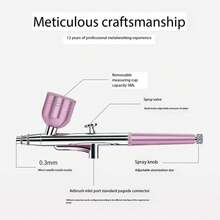 Single-Action Portable Airbrush With 0.3mm Nozzle, Suitable For Cake Decorating, Nail Art, Car Painting, Beauty, Tattoos And Ink Filling. - 黑色 - 查看 9
