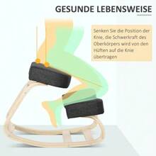 Kneeling Chair, Ergonomic Stool, Upholstered Stool For Healthy Posture, Birch Wood, 120 Kg Load Capacity, Black - 黑色 - 查看 7
