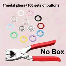 Set Of 101 Colorful Metal Snap Fasteners With Pliers And Tools For Hand Sewing Of Clothes, Hats And Bags, Essential For DIY Projects For Beginners. - 101 Pcs B - View 9