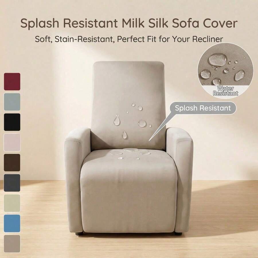 4pcs Waterproof Small Slouchy Sofa Cover, Elastic Slouchy Sofa Slipcover With Storage Pockets, Suitable For Slouchy Chair, Armchair, 1-Seater Recliner, Waterproof Elastic Armchair Protector Cover For Slouchy Chair, TV Chair Conversion - Multicolor - View 1
