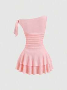 xheSweetra Vestido elegante sin mangas con decoración de flores metálicas, rosaxhe - Rosa - Ver 2