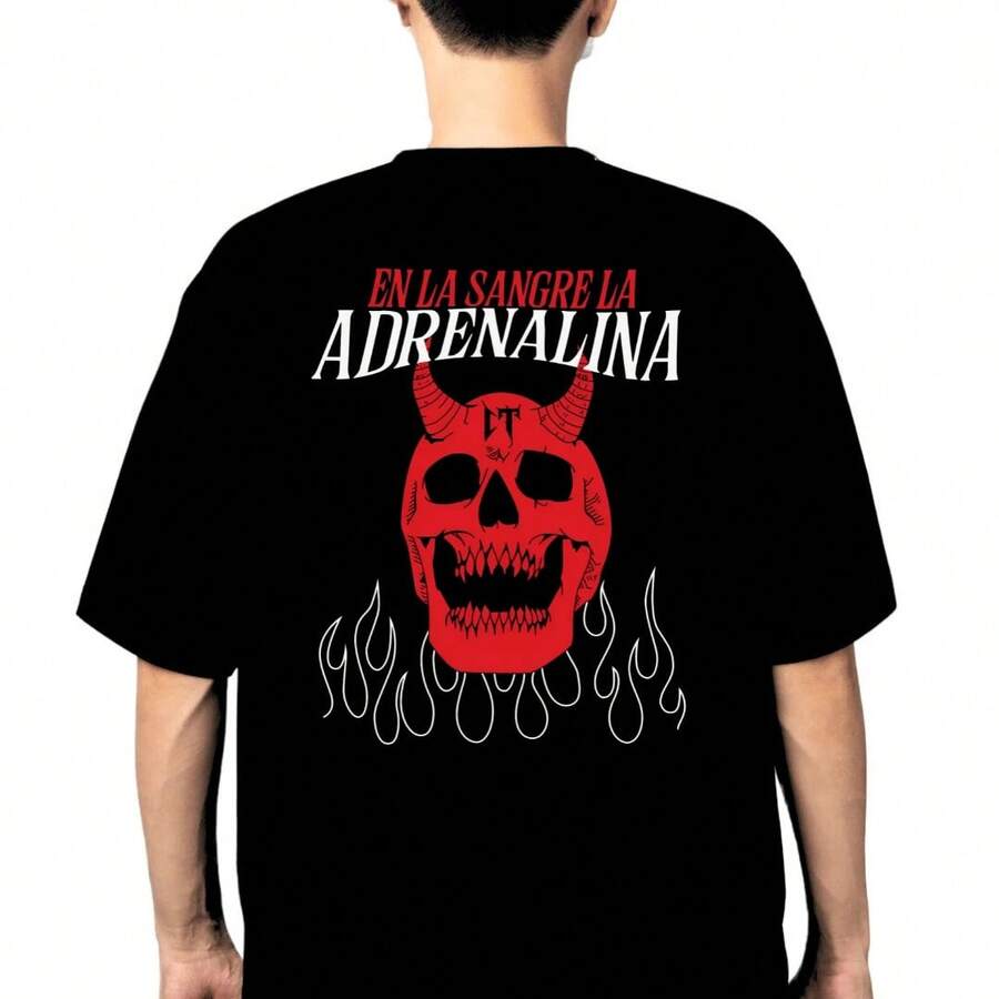Playera 100% Algodón Peinado Con Temática En La Sangre La Adrenalina Nata Camiseta Alta Calidad Ultra Suave Ideal Para Uso Diario, Eventos, Salidas, Regalos, Corridos Tumbados - Negro - Ver 1