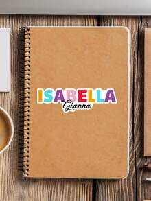 Pegatinas personalizadas con degradado de arcoíris y texto personalizable, etiquetas de vinilo resistentes al agua, diseño removible sin residuos, adecuadas para botellas de agua, portátiles, cuadernos y otros artículos de uso diario - Multicolor - Ver 21