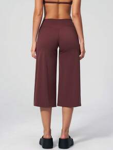 TimeOff 1pc Women's Solid Color High Waist Wide Leg Casual Pants Sports - Red - View 8