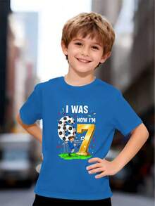 A 67 Six Seven Children's Clothing Gift, Exclusively For The Birthday Boy: I'm 6 Years Old, Now I'm 7. 67 Youth Football Shirt - 寶藍色 - 查看 6