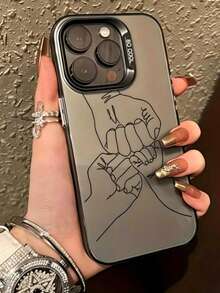 1 chiếc ốp lưng Vitality màu đen, họa tiết vẽ tay hình gia đình ba người, cá nhân hóa cho iPhone 16 Pro Max, 15/14 Plus/13/12/11. - Nhiều màu - Xem 2