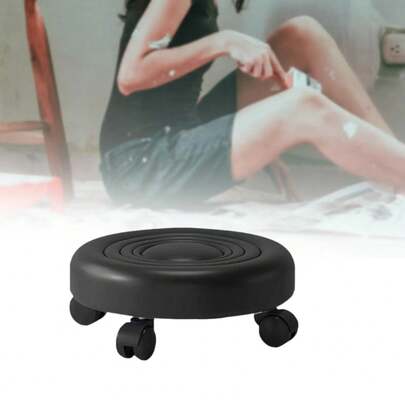 Ghế băng nhựa kiểu cổ điển có đệm lót bằng vải cotton - Ghế đẩu thấp đa năng có bánh xe xoay 360° dành cho người lớn, đệm êm ái, lý tưởng cho văn phòng, dọn dẹp nhà cửa và các công việc khác - 1 chiếc