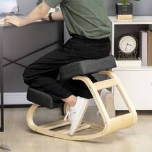 Kneeling Chair, Ergonomic Stool, Upholstered Stool For Healthy Posture, Birch Wood, 120 Kg Load Capacity, Black - 黑色 - 查看 3