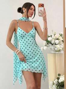Vestido corto de verano con tirantes finos y estampado de leopardo sexy para mujer - Verde - Ver 11