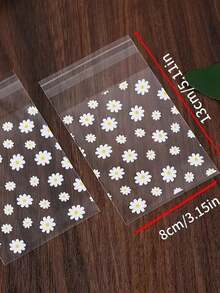 100个3.15*5.11英寸可爱清新雏菊图案礼品包装自封袋，白色花朵印花小卡片包装透明装饰袋。适用于派对、节日或促销文具礼品包装。圣诞节、男士生日礼物、情人节礼盒、男士礼盒、男士礼品 - 黃色 - 查看 4
