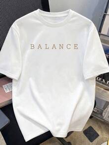 Fractyr 男士街头风圆领T恤 “BALANCE” 脑心解剖线条艺术印花，宽松休闲短袖上衣 - 白色 - 查看 6