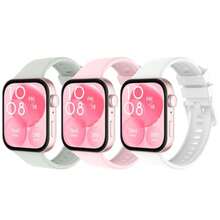 3 Piezas Correa Compatible con Huawei Watch Fit 4 Pro/Fit 4/Fit 3, Pulsera de Silicona Suave Reemplazo Deportiva Respirable Reloj Banda, 5.5"-8.7 - Verde Claro/ Rosa/ Blanco - Ver 3