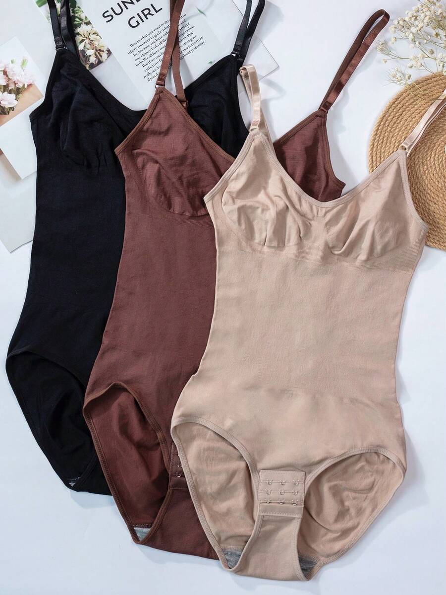 3pcs Seamless Shapewear Bodysuits, Tummy Control, Butt Lifting, Cinched Waist Summer Elegant - Multicolor - View 1