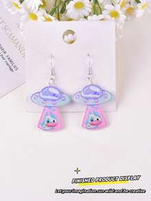10pcs Alien Spaceship Acrylic DIY Jewelry Pendant - Multicolor - View 6