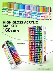 Set Spidol Akrilik Aneka Warna, Tinta Konsentrasi Tinggi, Daya Tutup Tinggi Lebar Garis 1.0mm, Kotak Hadiah/Kartu Tunggal. Set Spidol Akrilik Cair Berbasis Air Mengkilap Tinggi, Tinta Berbasis Air Kapasitas Besar. Dapat Menciptakan Efek Lukisan 3D, Cocok Untuk Melukis Kayu, Keramik, Logam, Kaca, dan Batu. Hadiah Natal yang Ideal. - Set - View 12