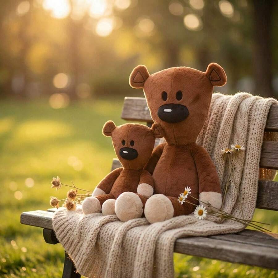 BLUESLEMON Boneka Beruang Teddy Cokelat Lucu 30cm, Boneka Hewan Berisi Serat Poliester Lembut, Sempurna untuk Hadiah Ulang Tahun, Natal, dan Dekorasi Rumah - MultiWarna - View 1