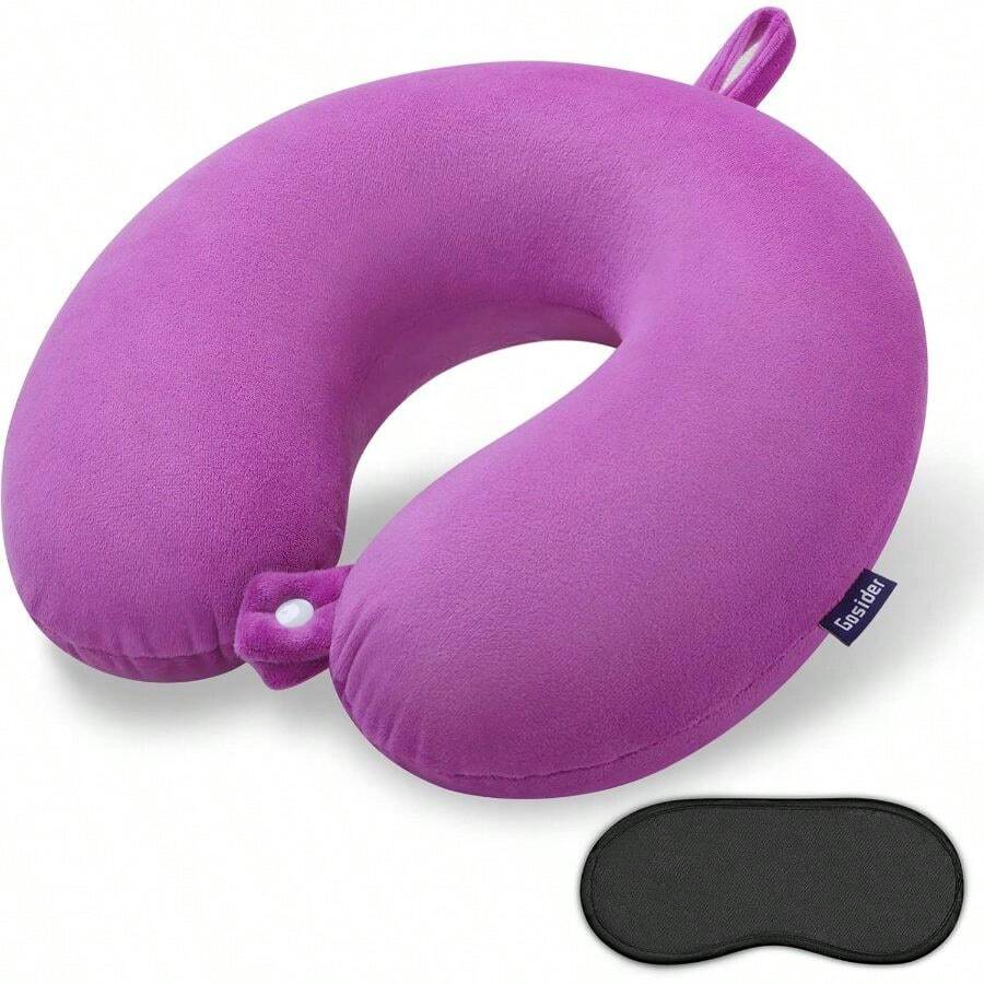 Travel Pillow Comfortable Neck Pillow U Shape Foam Support Neck And Portable Travel Neck Pillow Suitable Airplane, Trains, Self-Driving - 紫色 - 查看 1