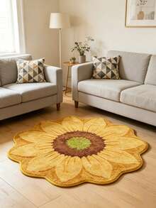 1pc Golden Sunflower Decorative Carpet, Living Room Decor, Bedroom Rug, Washable Carpet, Home Decor - Multicolor 4 - View 6