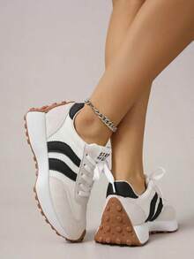 2026 New Women's Thick Sole Sneakers, Lace-Up Casual Shoes, Breathable Platform Shoes For Spring/Summer, Increase Height - 白色 - 查看 4