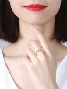 Kaletine 1pc 925 Sterling Silver K-Gold Small Eye Ring - Gold - View 6
