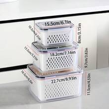 9pcs (3 Containers + 3 Lids + 3 Draining Baskets) Plastic Food Storage Containers - Leak-Proof, Freezer, Reusable Multi-Purpose Kitchen Storage Boxes, Suitable For Fruits, Vegetables, And Most Of Food - View 9