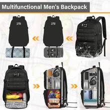 NEWHEY 17.3 Inch Men's Waterproof Durable Work Backpack With USB Charging Port, Insulated Lunch Bag, Suitable For Travel, School, Business, With MOLLE Design - Multicolor - View 6