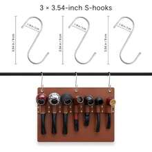 Obacco Pipe Stand, PU Leather Pipe Holder For 7 Smoking Pipes, Includes 3 Adhesive Mounting Hooks & 3 X 3.54-Inch S-Hooks, Pipes Not Included - 1 - View 3