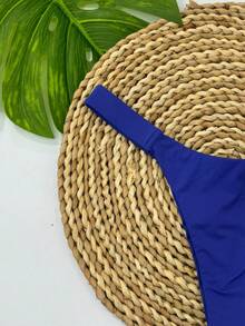 Calcinha Marquinha Perfeita Biquini Fio Duplo Poliamida - Azul Royal - Visão 4