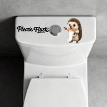1/4 Set Funny Animal "Flush" Toilet Tank Stickers, Removable Self-Adhesive Waterproof PVC Decorative Decals, Suitable For Bathroom And Home Decor Accessories - Toilet Stickers - View 5