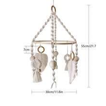 1pc Macrame Wall Hanging, Handwoven Decor With Wooden Beads & Tassels, Boho Style Wall Decor For Bedroom - Beige - View 14