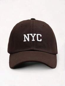 1pc Adjustable Outdoor UV Protection Embroidered NYC Letter Baseball Cap, Suitable For Spring And Autumn - Brown - View 6
