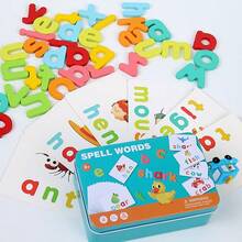 24張雙面卡片+34個字母拼字遊戲，蒙特梭利玩具，適合3-7歲兒童拼寫帶圖案的CVC常用單字，學習玩具，字母配對遊戲，幼兒園字母辨識，生日聖誕禮物 - 拼單字積木 - 查看 9