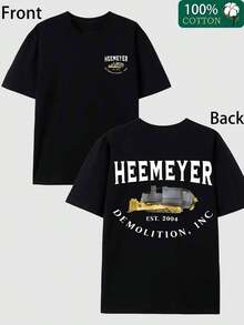 Camiseta de Trabajo Pesado HEEMEYER con Estampado de Bulldozer y Demolición en la Espalda y Logotipo - 100% Algodón, Corte Holgado, Cuello Redondo - Adecuada para uso casual en todas las estaciones, ideal para actividades al aire libre/fiestas de demolición - Regalo perfecto para trabajadores de la construcción y entusiastas, Camiseta Negra Oversize - Estilo Latino Streetwear / Casual Diario / Popular en - Negro - Ver 7