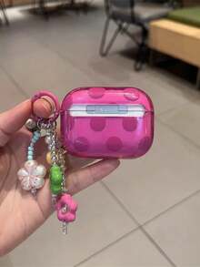 Pitaya Pink Polka Dot Silicone Soft Case For AirPods 4, Pro 3, Pro 2, Sweet Style For AirPods 3 Bluetooth Earphones - Hot Pink - View 4