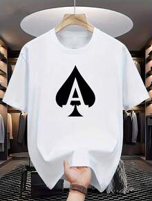 Men's T-Shirts With The Letter "A" And Prints, Men's T-Shirts With Novel Designs, Casual And Comfortable Summer T-Shirts, Fashionable Short-Sleeved Summer T-Shirts, Comfortable And Versatile - 白色 - 查看 6