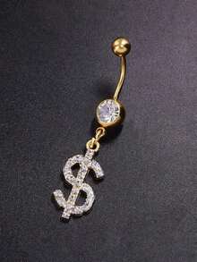 1 pieza Piercing de ombligo con signo de dólar sexy para mujeres - A - Ver 6