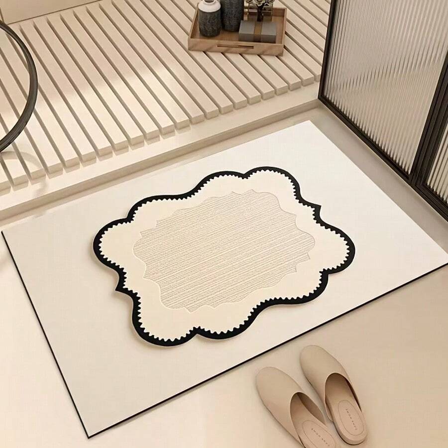 1片不对称云朵形吸水藻类纤维垫，创意3D地毯，印花地毯，优雅时尚，易于清洁，适用于浴室、厨房、玄关，可机洗