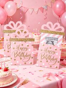 3 piezas Caja para sacar dinero de cumpleaños rosa y dorado, tarjeta de regalo de efectivo linda para niñas, caja de regalo para enrollar dinero DIY para fiesta de cumpleaños, soporte para tarjeta de regalo con dinero para sacar, decoración de cumpleaños rosa, suministros para fiesta de cumpleaños de princesa, decoración para baby shower, regalo de bebé, regalo de cumpleaños, recuerdos de fiesta - Oro rosa - Ver 1