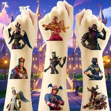 20Pcs F-Ortnite Themed Transfer Stickers Assorted 20+ Skins (Armored , Neon Skeleton, Cat Girl, Robot) For Fans Holiday Gift Random Style - Multicolor - View 7